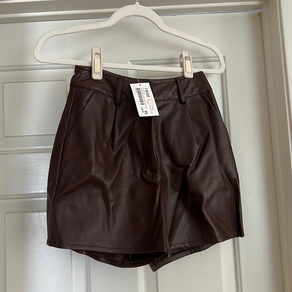 REVOLVE Pants - NWT Brown leather shorts